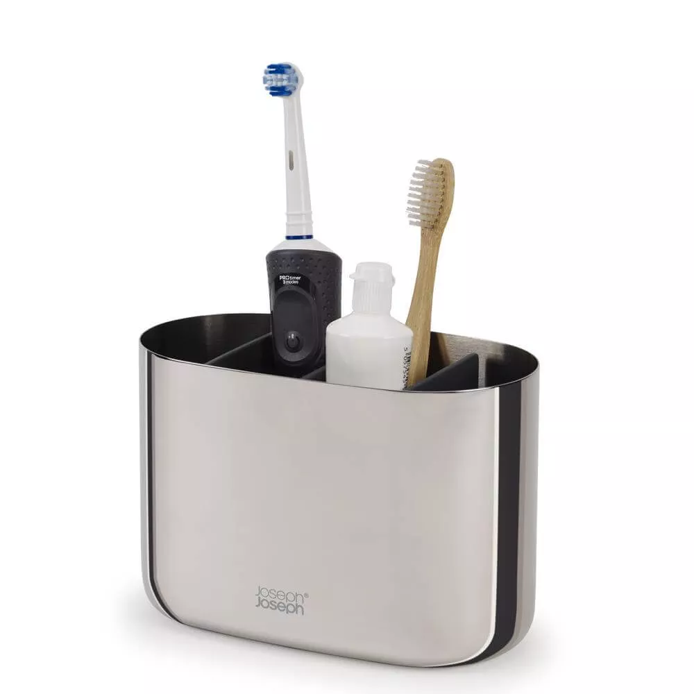 Joseph Joseph Easystore Luxe Large Stainless Steel Toothbrush Caddy